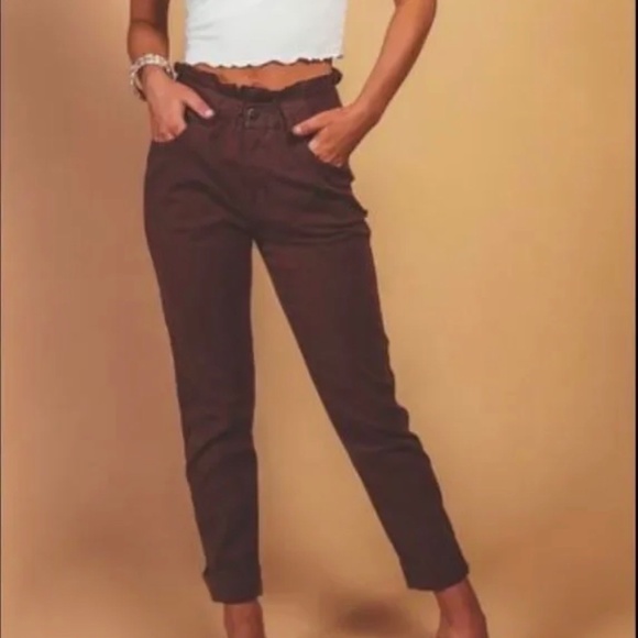 Pistola Maroon Paperbag Pants - Picture 1 of 5